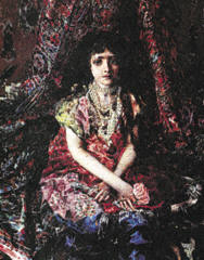 Девочка на фоне персидского ковра. М.Врубель