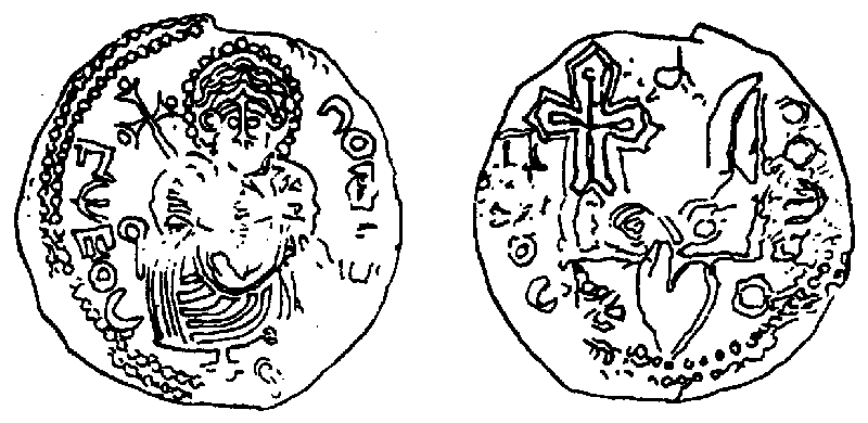 Рис. 21-8. Прорисовка монеты, которую относят к "I-ому типу Ярослава". (ЧИЛ2